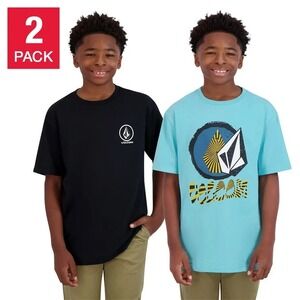 Volcom 2 Pack Tee Shirt Youth Size XS 5/6 Casual Short Sleeve Crew Neck Outdoor
